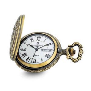 Charles Hubert Antique Gold Finish 2 Horses Pocket Watch